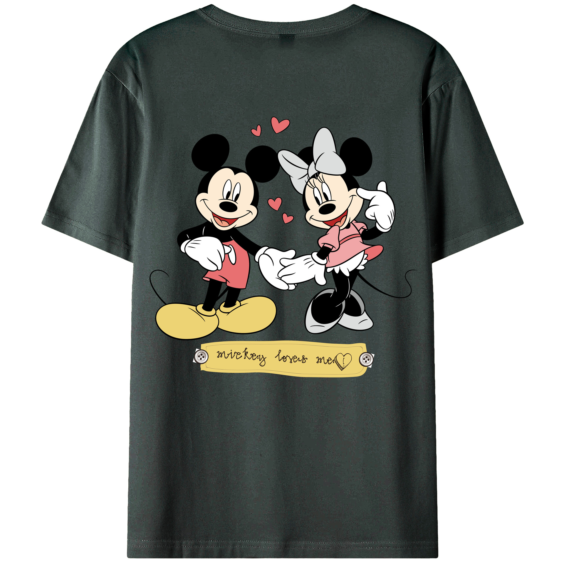 ミッキーマウス Mickey Mouse 綿100％ メンズ半袖Tシャツ（バックプリント） 通気性